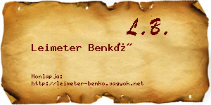 Leimeter Benkő névjegykártya